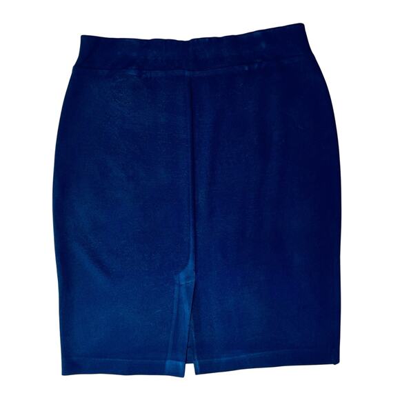 NYCC New York Clothing Co. Navy Stretch Pencil Skirt with Gold Buttons – Size L - Picture 2 of 5
